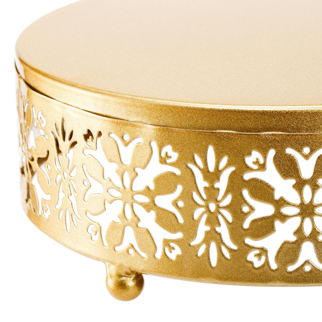 Coloch 3 Pack Golden Cake Stand Set, Round Metal Dessert Display Stand Decorative Cake Holder Cupcake Pastry Candy Display Plate for Wedding, Party, Birthday, Event