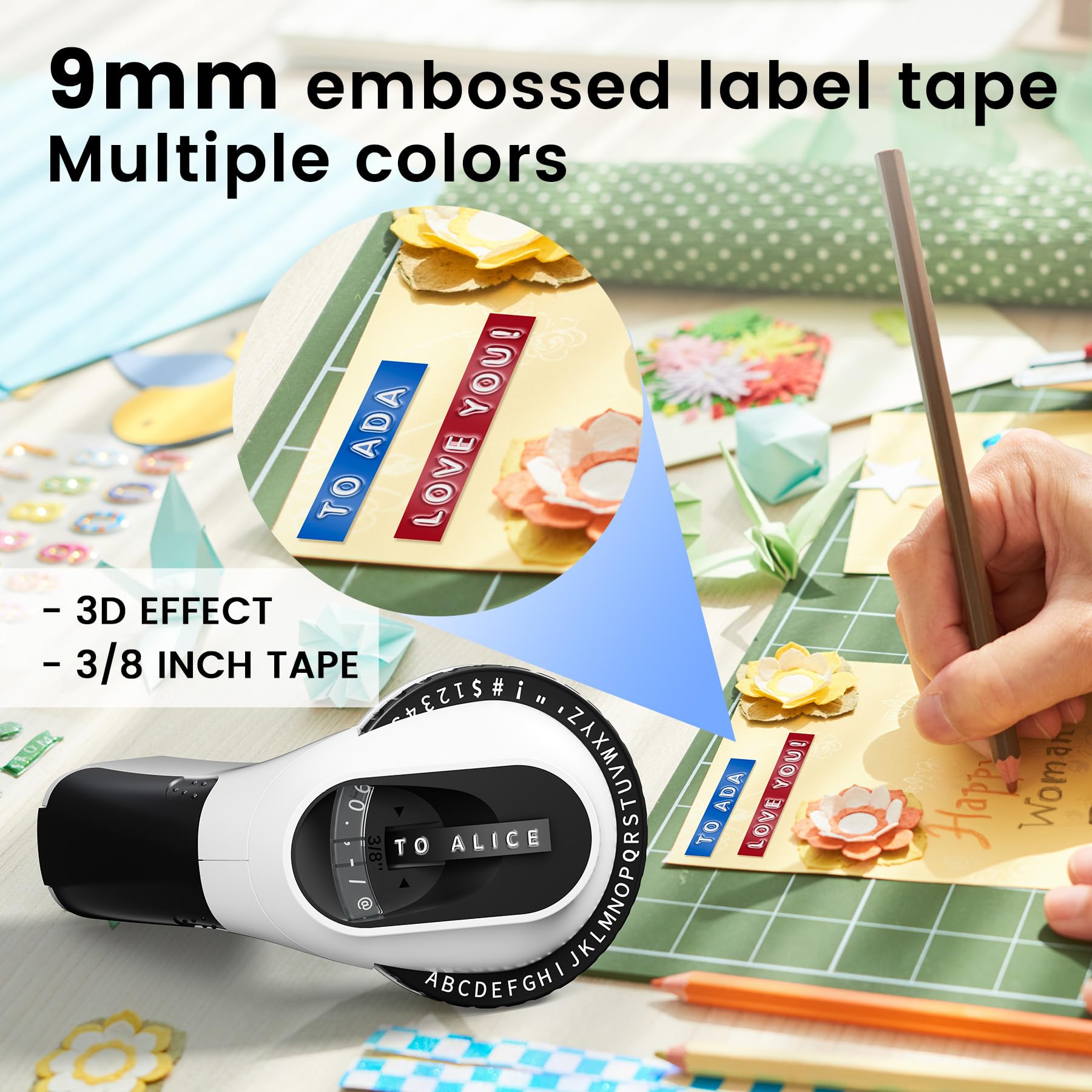 Zodzi Embossing Label Maker,Vintage Embossed Label Makers,Manual Retro Label Maker Machine for Home Office Scrapbook & Printmaking Supplies,Old School Embosser with 3 Rolls 3D Labeler Waterproof Tapes