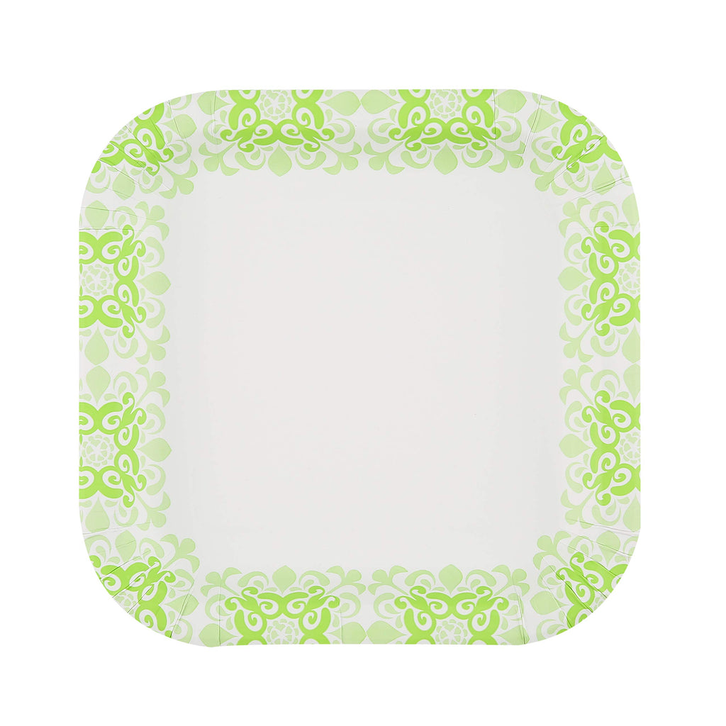 Glad Tabletop Square Disposable Paper Plates for All Occasions | Soak Proof, Cut Proof, Microwaveable Heavy Duty Disposable Plates | 50 Count (Pack of 1),Green