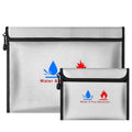 Fireproof Document Bag, Fireproof Money Safe 15 x 11 in & 9 x 7 in Set Non-Itchy Silicone Coated Fire Resistant Bag Fireproof Safe Storage for Money, Documents, Jewelry and Passport