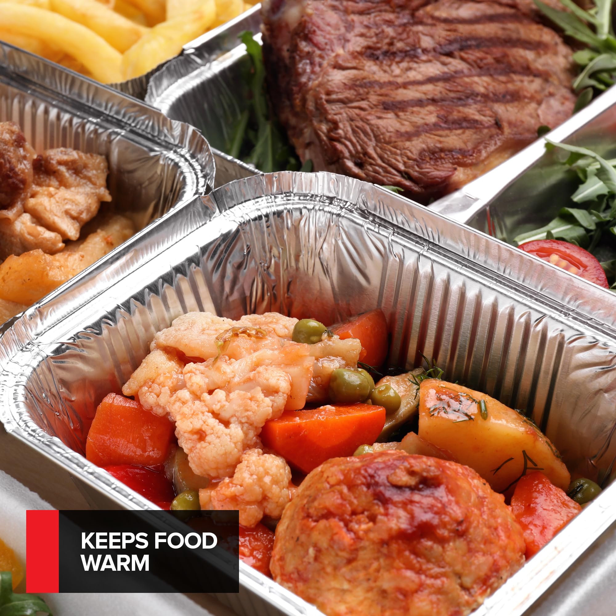 Disposable Foil Pans with Lids (Set of 20) Heavy Duty Aluminum Pans 9x13 (10 Pack), 8x8 (10 Pack) Baking Tins with Covers for Cooking, Heating, Storing, Food Prep, Holiday Dinner Meals