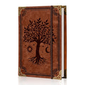 Ovesmusl PU Leather A5 Binder 6 Ring Refillable Journal 100 GSM 240 Pages Refill Paper Include A5 Planner Binder Loose Leaf Binder Notebook 5.7”x8.3”, Brown Tree