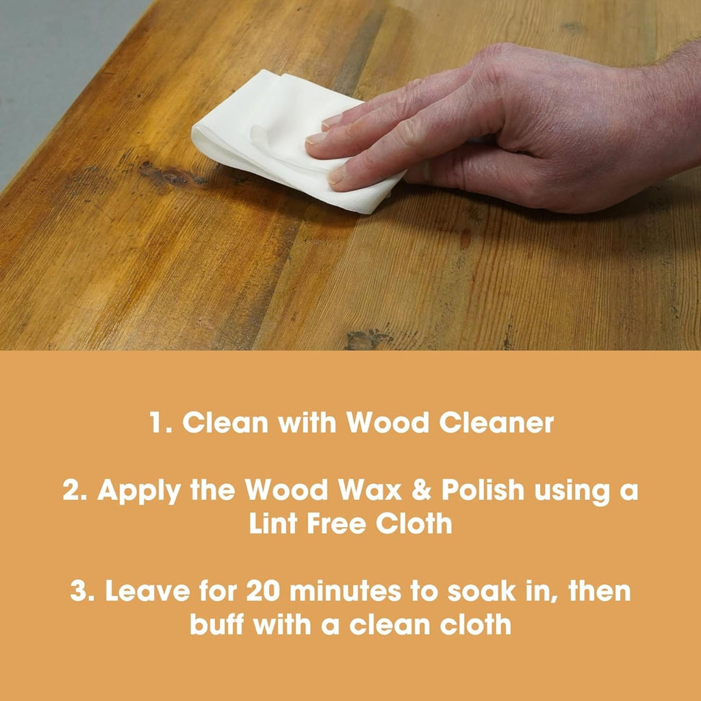 Furniture Clinic Wood Wax & Polish | Clean, Nourish & Protect Wood Furniture & Kitchen Cabinets from Dryness & Scratches | Orange Oil & Beeswax | Use on Treated & Untreated Surfaces (17oz / 500ml)