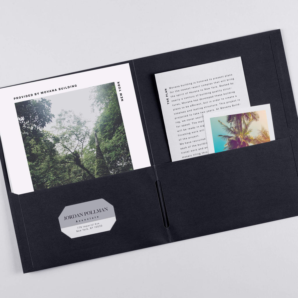 Two Pocket Folders, Black, Paper, 8-1/2" x 11"