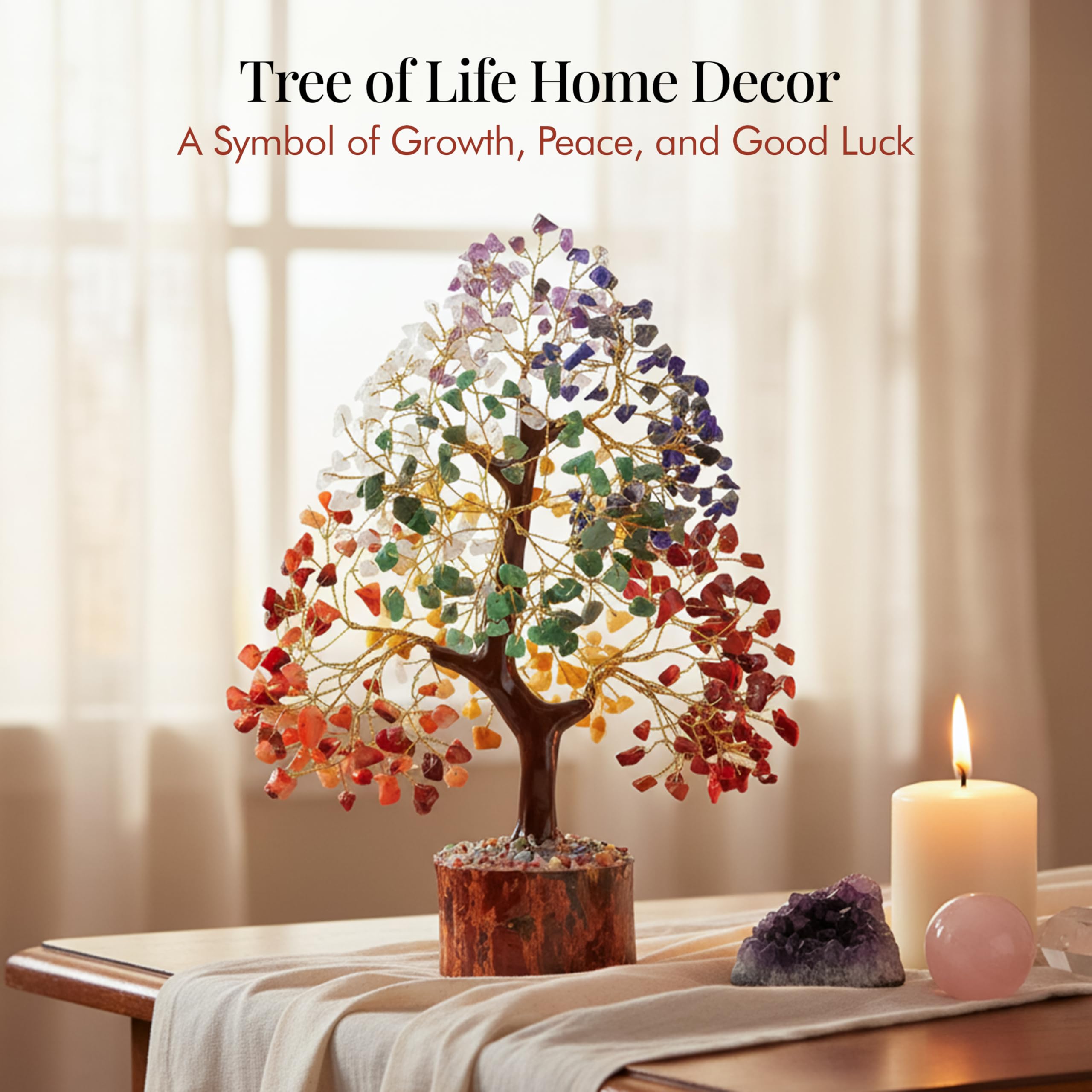 Crocon® The Original 7 Chakra Crystals Tree of Life, Birthday Gifts for Women, Men & Friends, Chakra Tree for Home & Office Decor | House Warming Gifts New Home, Gift for mom, Her, Sister & Self Care