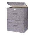 DIMJ Fabric Storage Box with Lid - 2Pcs Closet Storage Bin with Handle Organizer and Storage Foldable Decorative Basket with Lid Storage Containers Clothes,Bedroom, Office(Dark Grey)