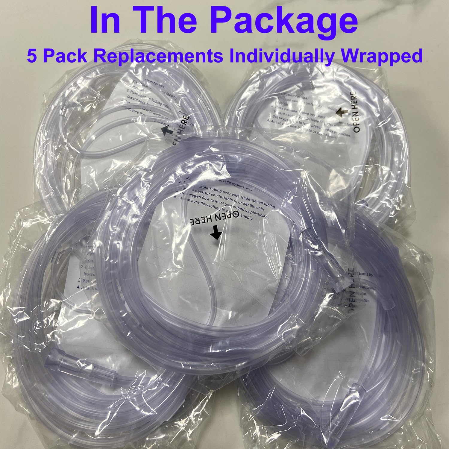 Nasal Oxygen Cannulas(5 Packs), High Flow Cannula with Soft Curved Nose Piece, Lightweight Cannula with 7Ft(2.1M) Kink Resistant Long Tubing for Adults