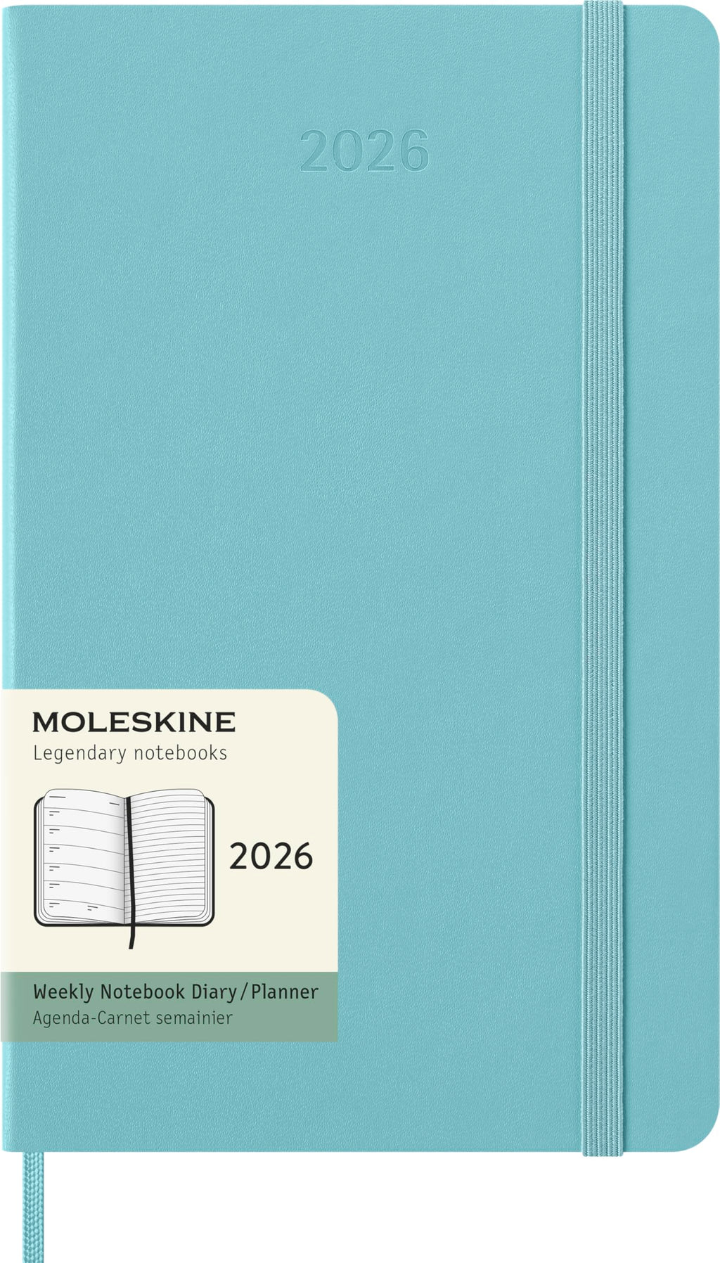 Moleskine Classic 12 Month 2026 Weekly Planner, Hard Cover, Large (5" x 8.25"), Aquamarine, 144 pages