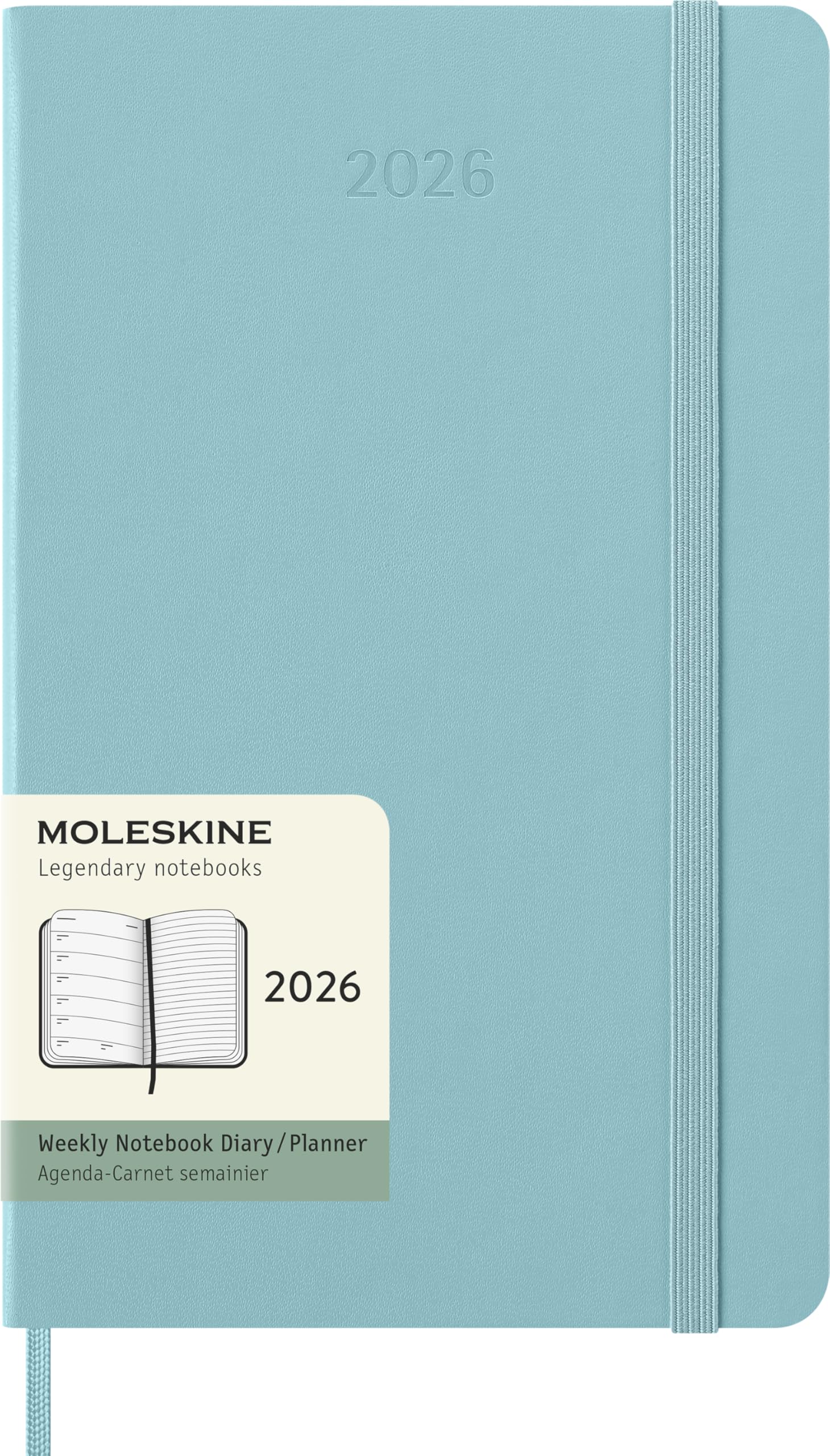 Moleskine Classic 12 Month 2026 Weekly Planner, Hard Cover, Large (5" x 8.25"), Aquamarine, 144 pages