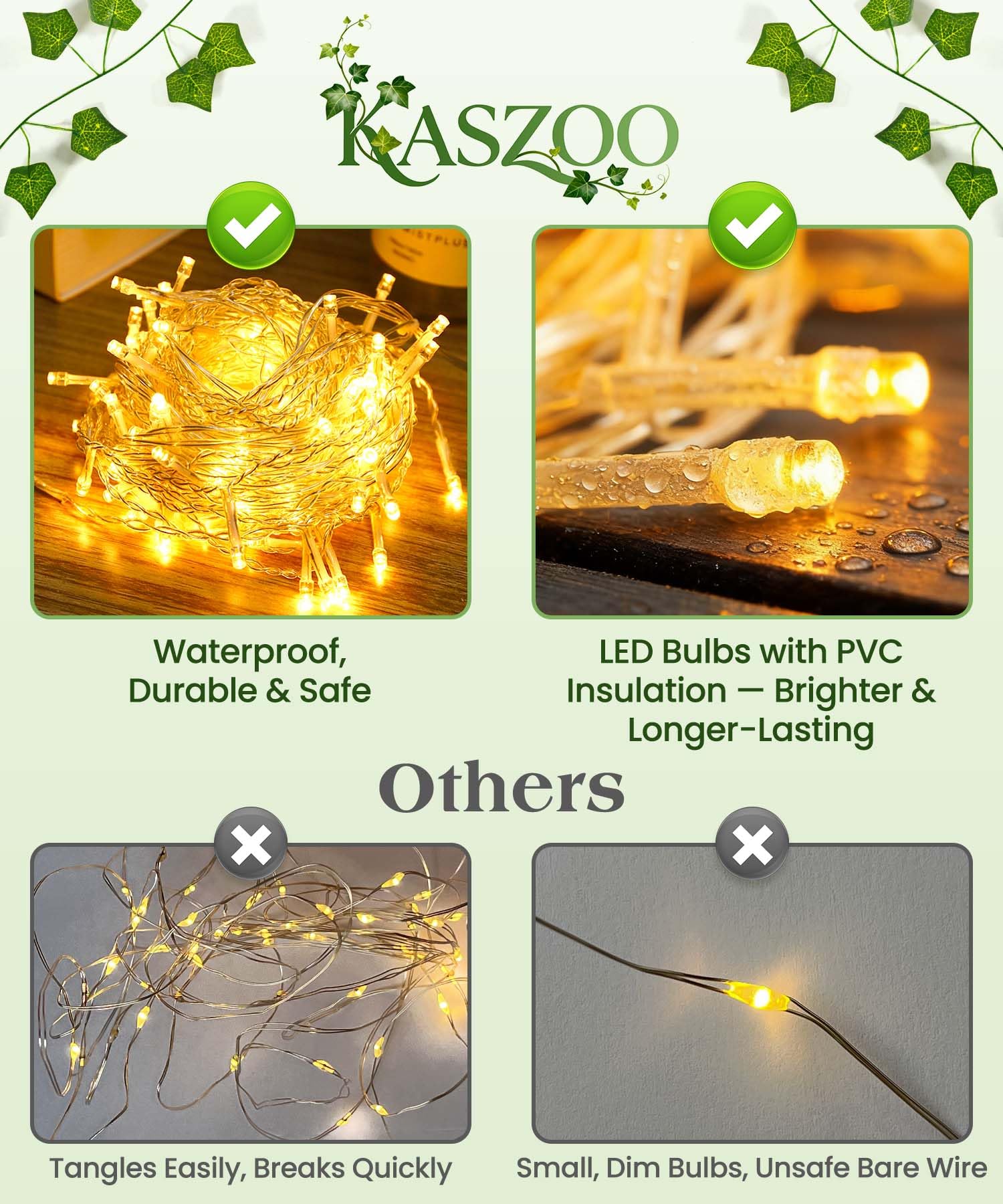 KASZOO 84Ft 12 Pack Artificial Ivy Garland Fake Plants, Vine Hanging Garland with 80 LED String Light, Hanging for Home Bedroom Garden Party Wedding Wall Room Decor, Green
