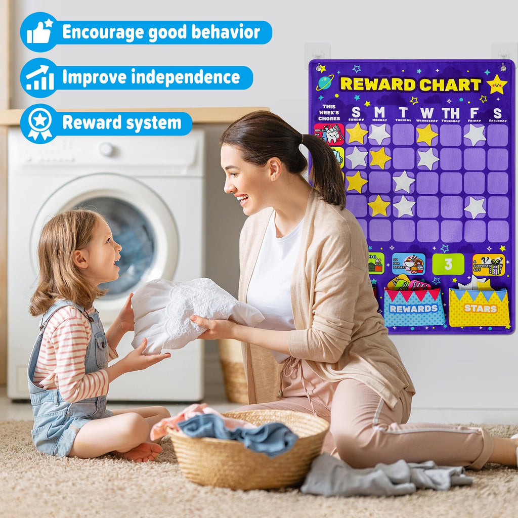 Taika 25.5x19 inch Incentive Chart, Behavior Reward Chart, Reward Charts, Training Chore Chart, Schedule for Kids, Responsibility Daily Chart, Behavior Checklist for 4 years+