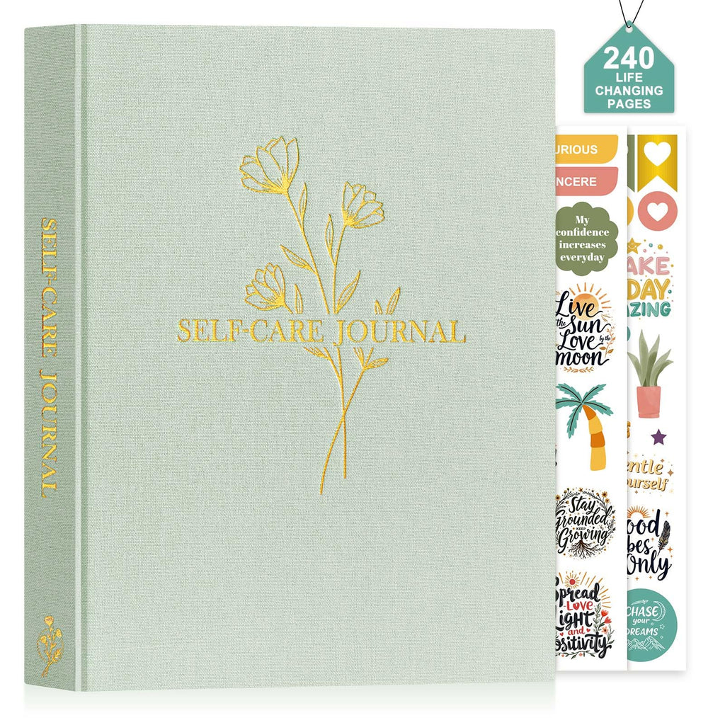 Lanpn Self Care Journal for Women, Self Love Guided Journals with Prompts, Daily Reflection Wellness & Gratitude Planner, 5 Minute Mental Health Notebook, Mindfulness Mood Log, 240 Pages, Sage Green