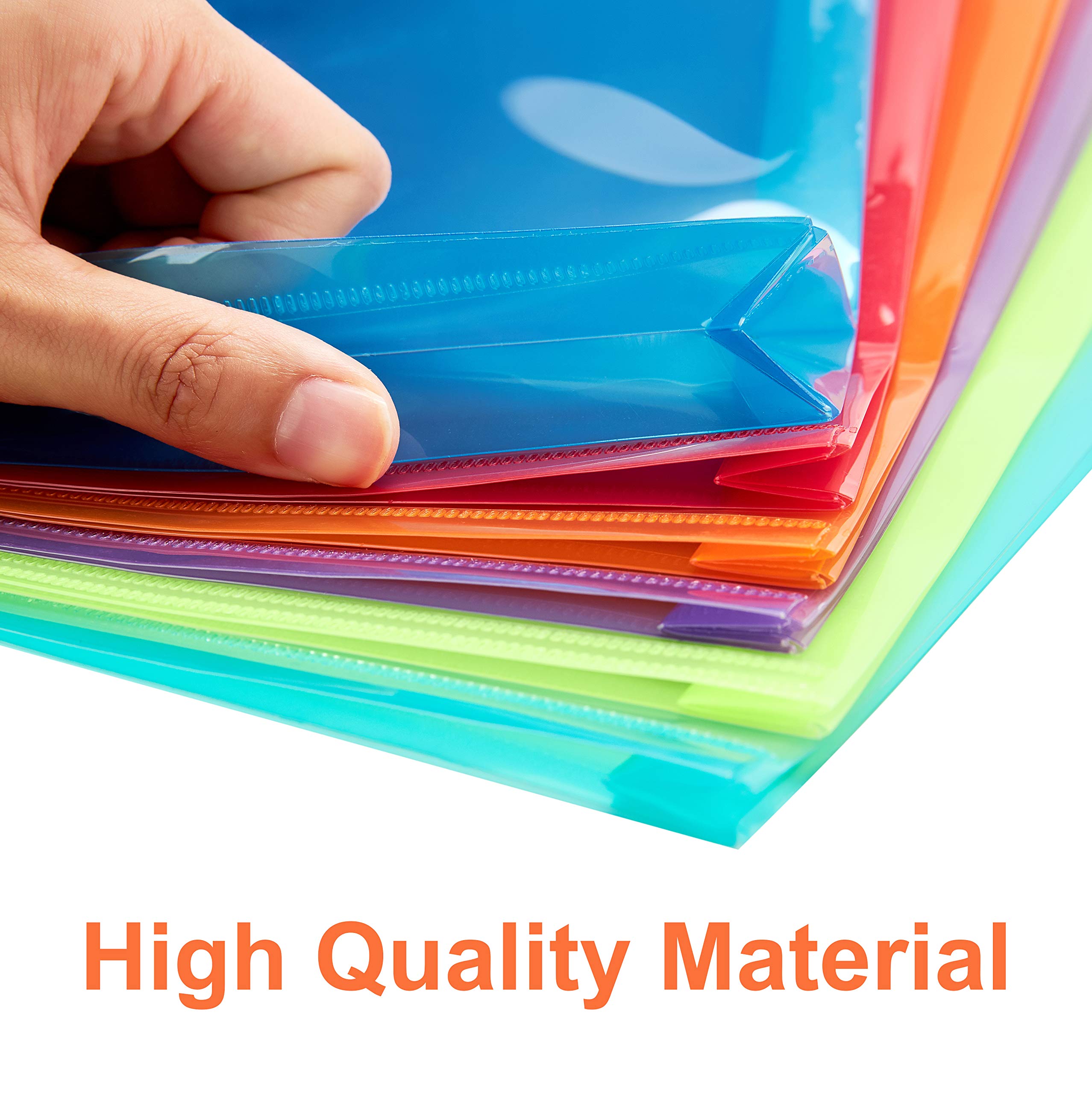FANWU Plastic Legal Size Envelopes with String Tie Closure, 1-1/4" Expansion, Side Load, Clear File Folders Poly Project Paper Documents Organizer for Office School Home (Assorted Colors -12 P)