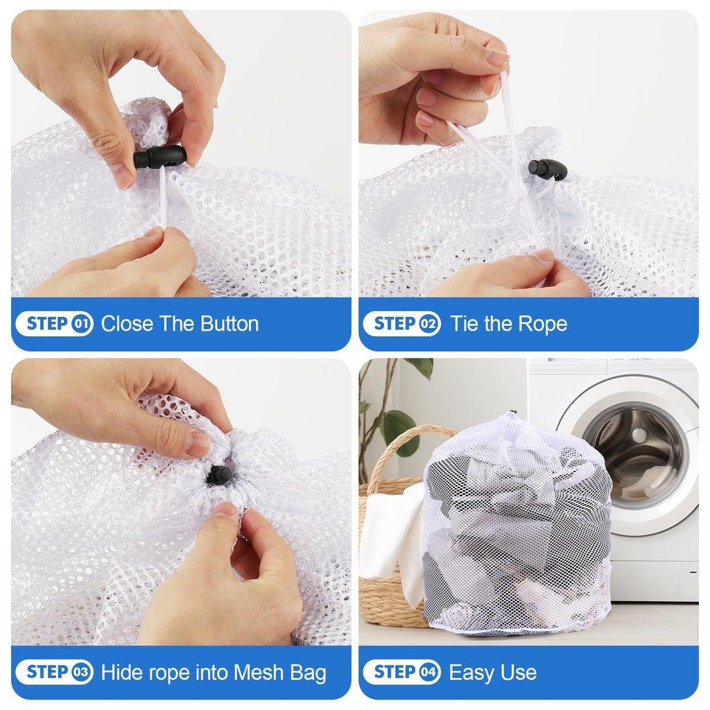 3Pcs Mesh Laundry Bags Washing Machine Mesh Wash Bags Jumbo for Delicates Clothes,Bed Linen,Toys with Drawstring Closure Sturdy(3 XXLarge 28 x 26 Inches)