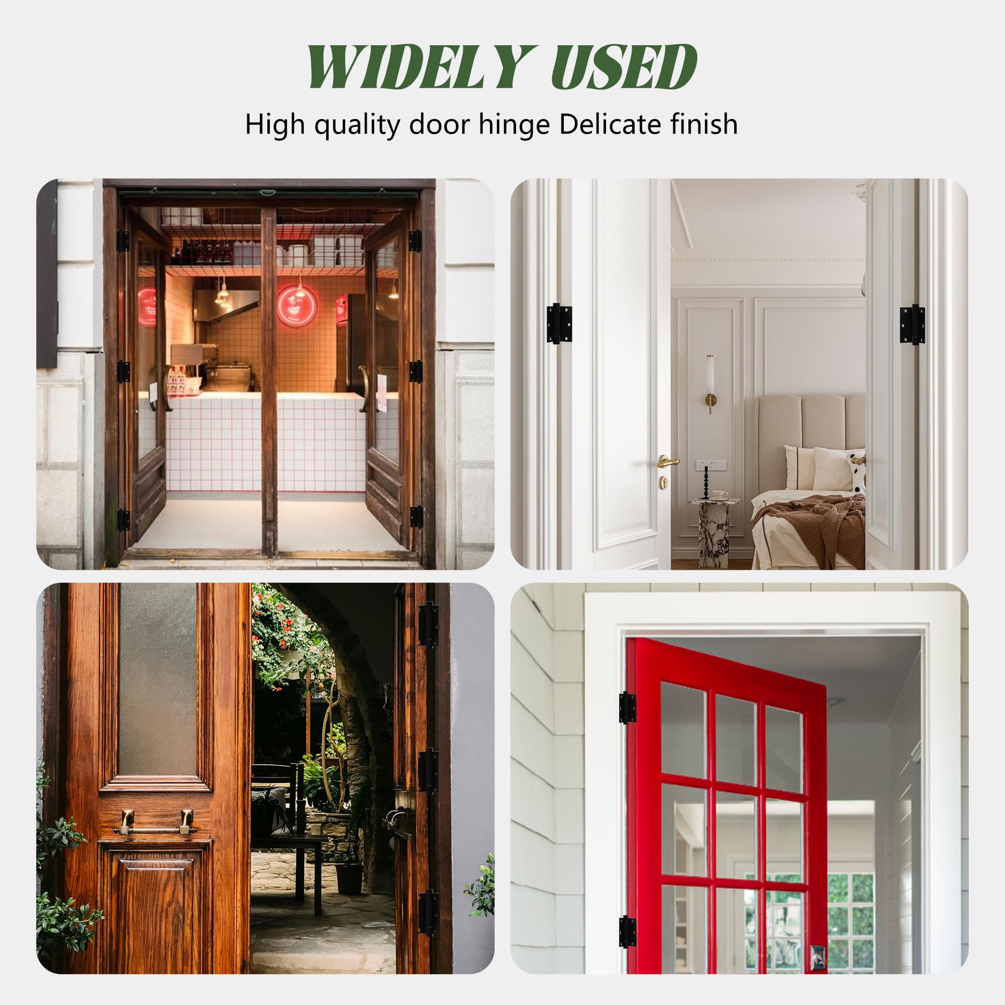 3 Pack Self Closing Door Hinges 3.5 inch Matte Black Spring Loaded Auto Close Hinges Square Corners Adjustable Tension for Interior Door 3 1/2 Auto Self-Closing Hinge