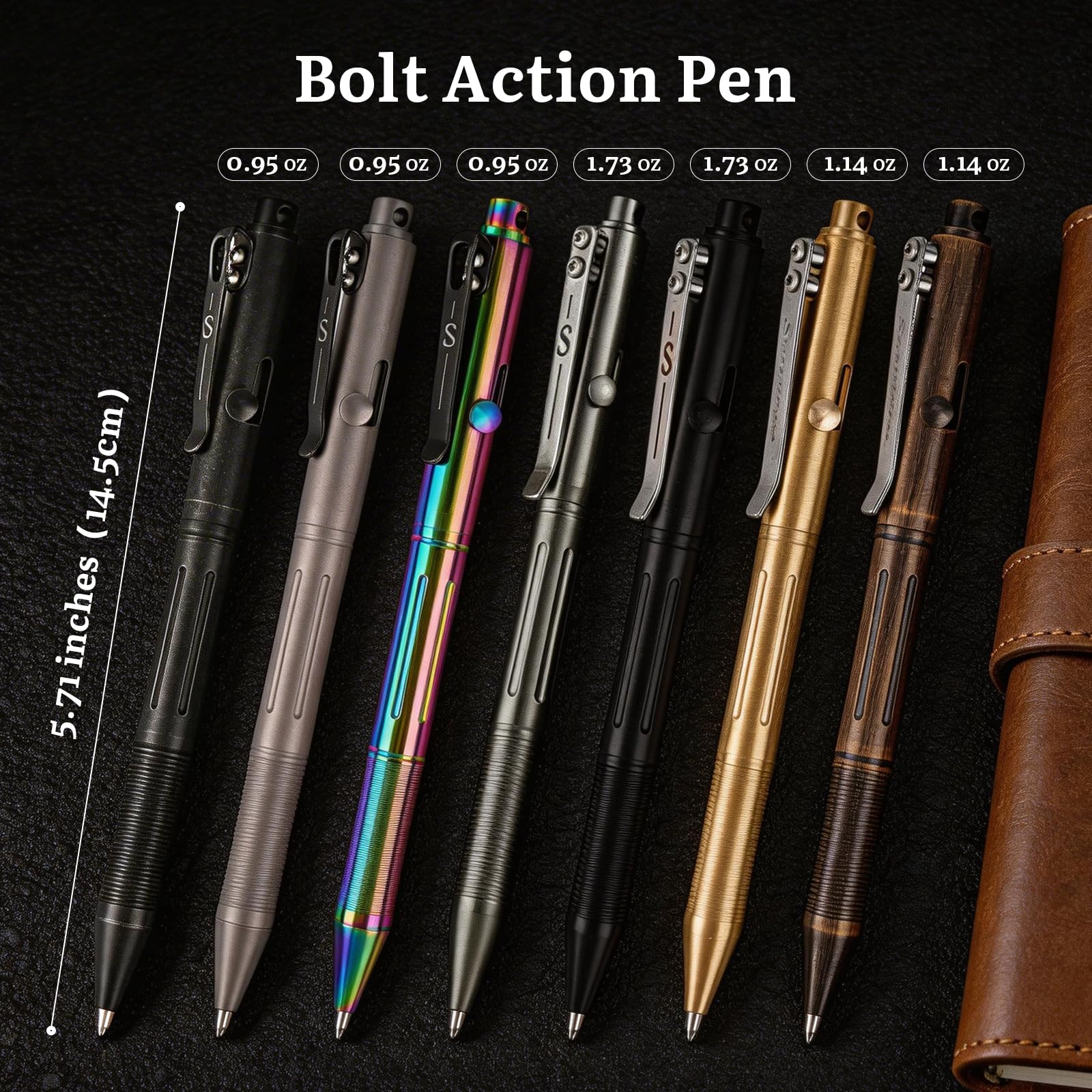 SMOOTHERPRO Bolt Action Pen, Solid Brass Ballpoint Pen Compatible with Pilot G2 Refill, Weighted Heavy Pen for Tremor Parkinson Arthritic Hand Plated Vintage Retro Black(RG335)