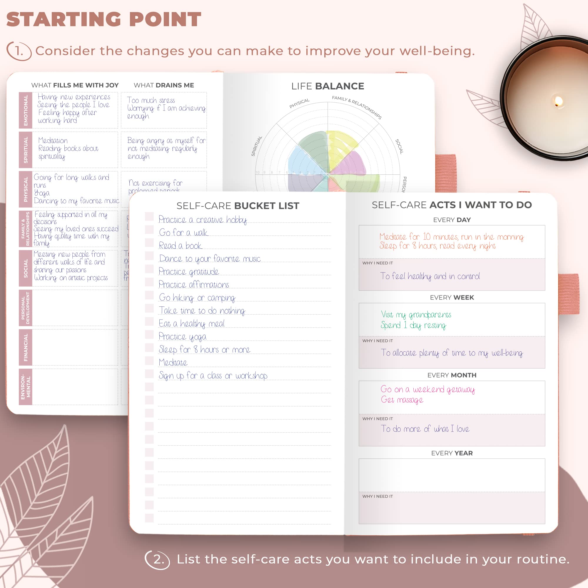 Clever Fox Self-Care Journal – Daily Reflection Notebook – Mental Health & Personal Development Planner, Meditation & Mood Log, Pocket (Rose Gold)