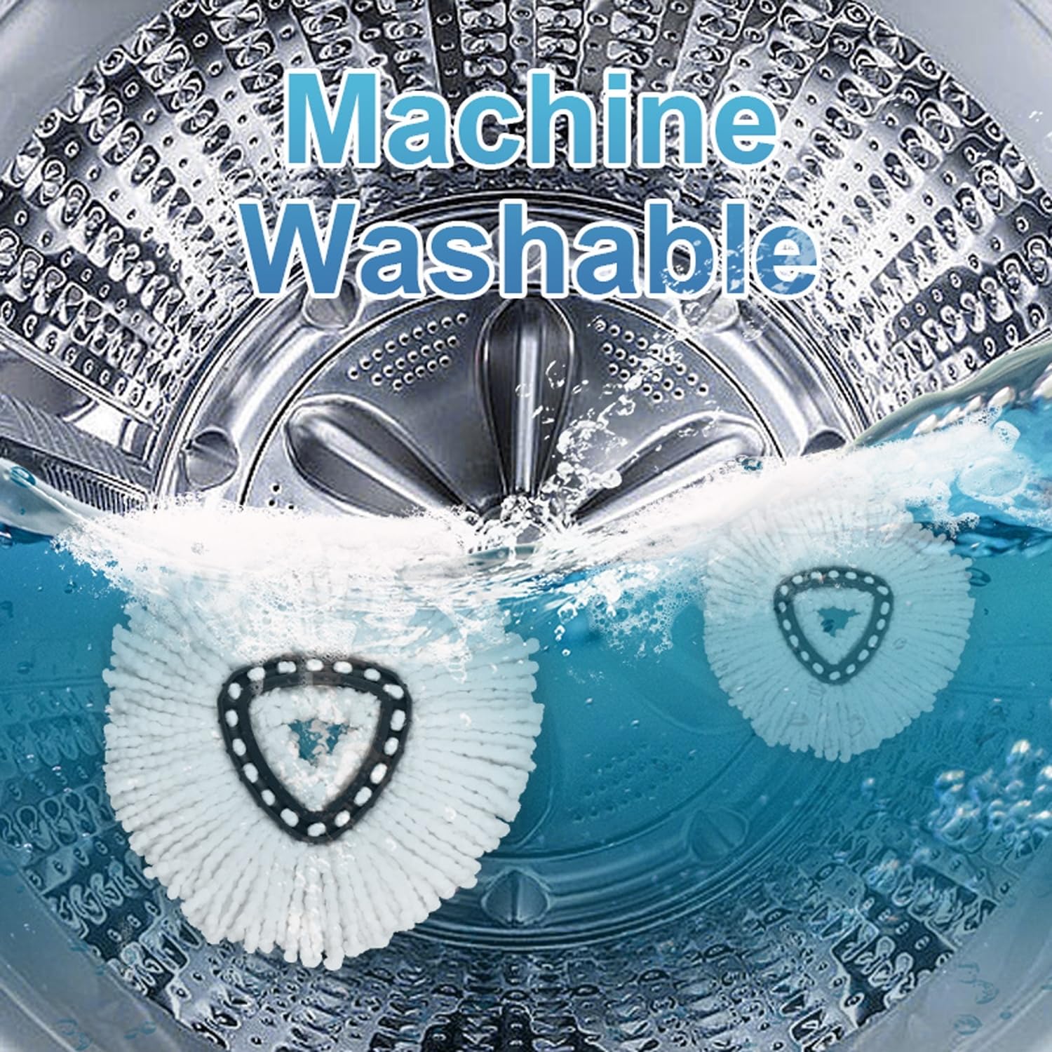 6 Pack White Easywring Microfiber Mop Head 1 Rotating Mop Base Compatible with O-Ceda EasyWrin Mop Heads Refills ,Spin Mop replacement heads For Easy House Cleaning Floor Mopping