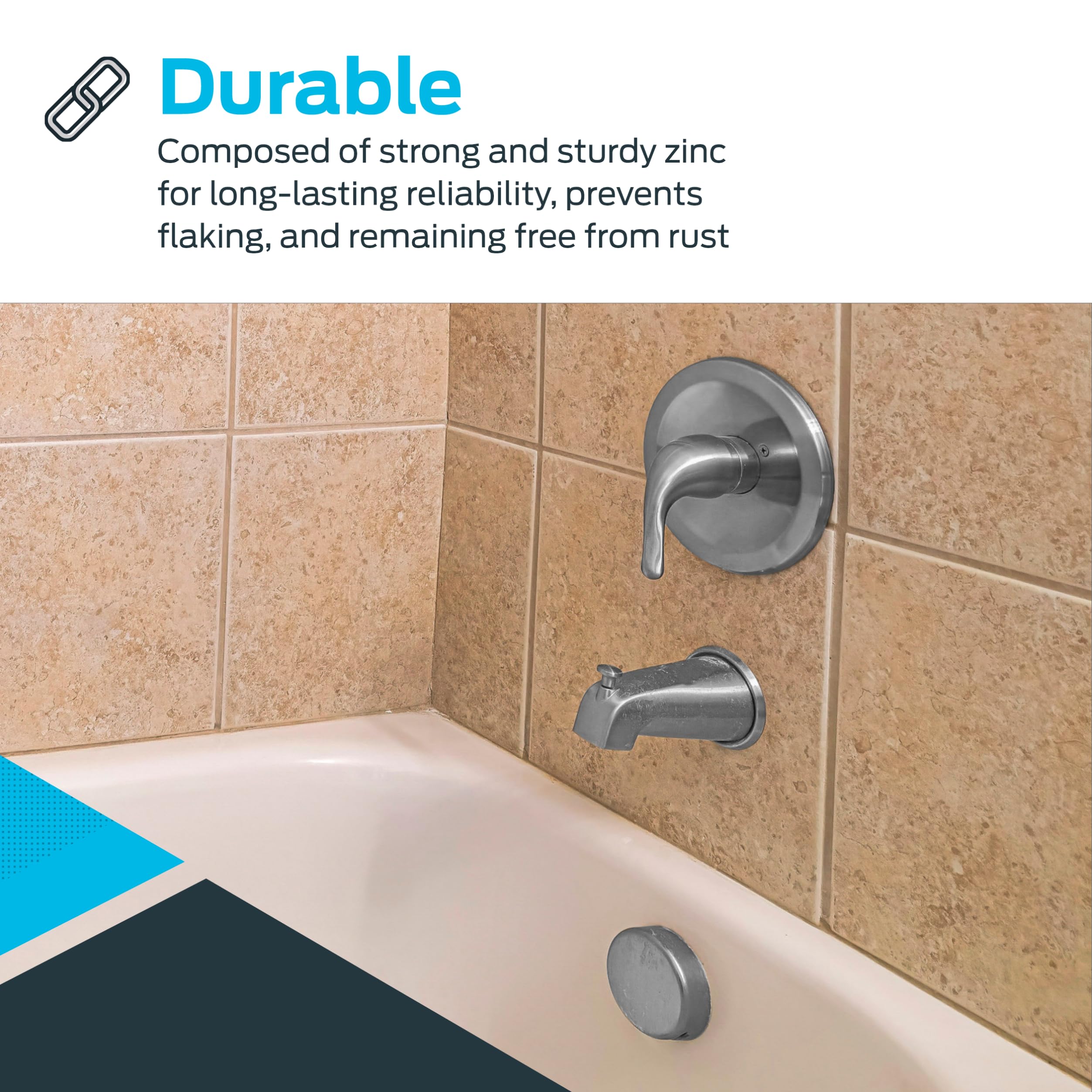 EZ-FLO 15089 Sturdy Zinc Slide-On Bath Tub Diverter Spout with Hex Wrench and Set Screw, 1/2-inch Copper Pipe, Chrome Finish