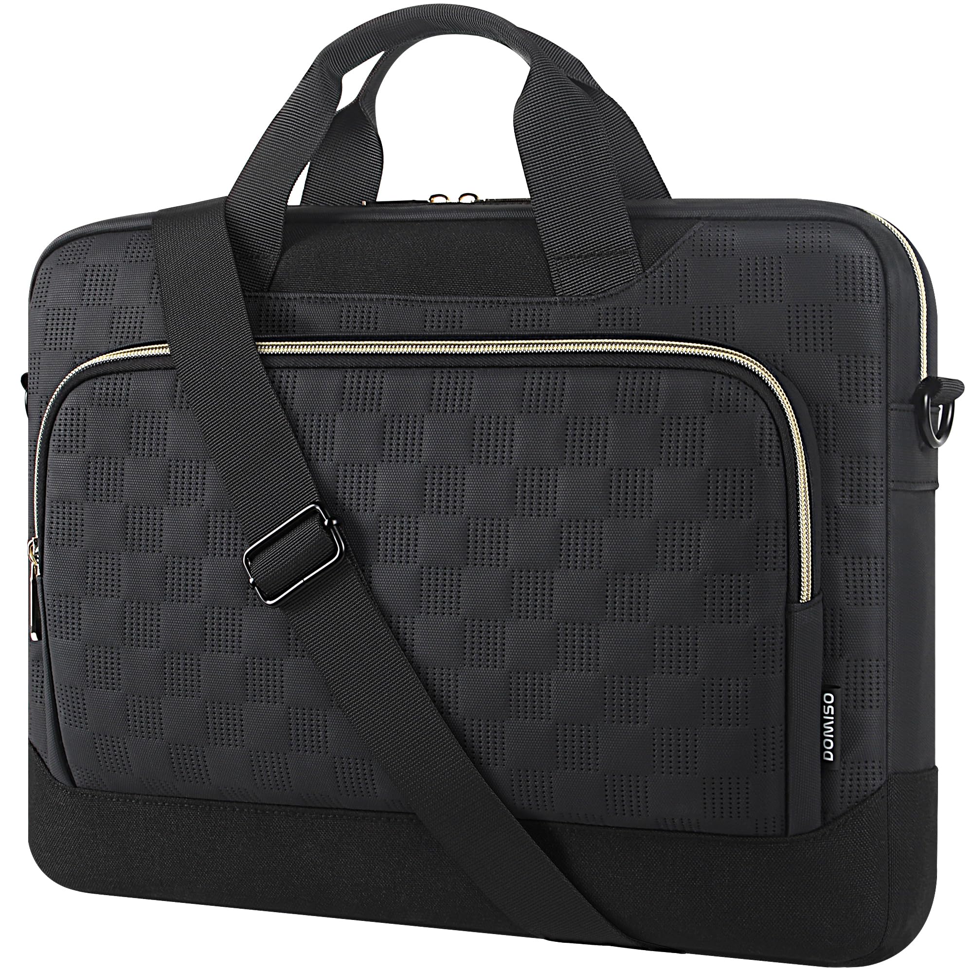 DOMISO 17 inch Laptop Bag 17.3 inch Laptop Sleeve Waterproof Laptop Shoulder Bag 17 inch Laptop Case for Men Women Business Office Work Computer Bag 17 Inch Adjustable Messenger Bag, Black
