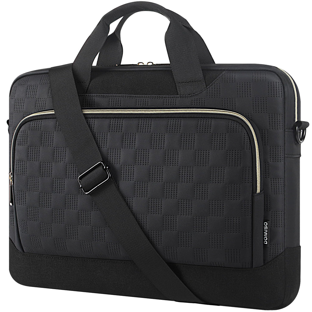 DOMISO 17 inch Laptop Bag 17.3 inch Laptop Sleeve Waterproof Laptop Shoulder Bag 17 inch Laptop Case for Men Women Business Office Work Computer Bag 17 Inch Adjustable Messenger Bag, Black