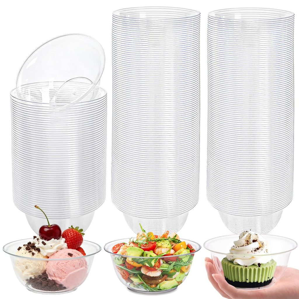 Tebery 100 Pack Clear Premium Plastic Bowls, 12 OZ Hard Soup Bowl Salad Bowl, Dessert Size Party Bowls for Wedding, Catering, Parties, Buffets, Events, Or Everyday Use