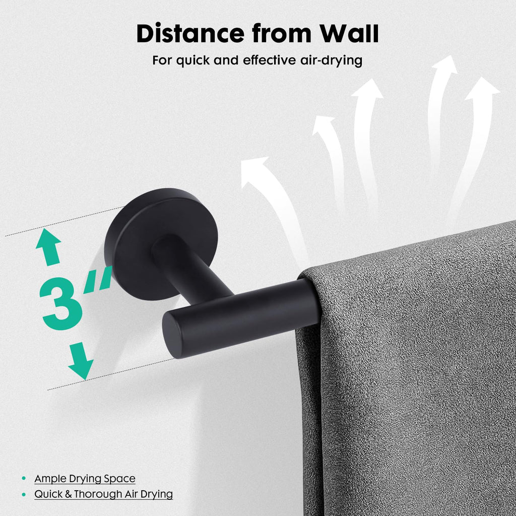 Modern 24 inch Towel Bar Matte Black,Stainless Steel Towel Racks for Bathroom Wall Mounted,Bathroom Towel Holder Black,Towel Rod