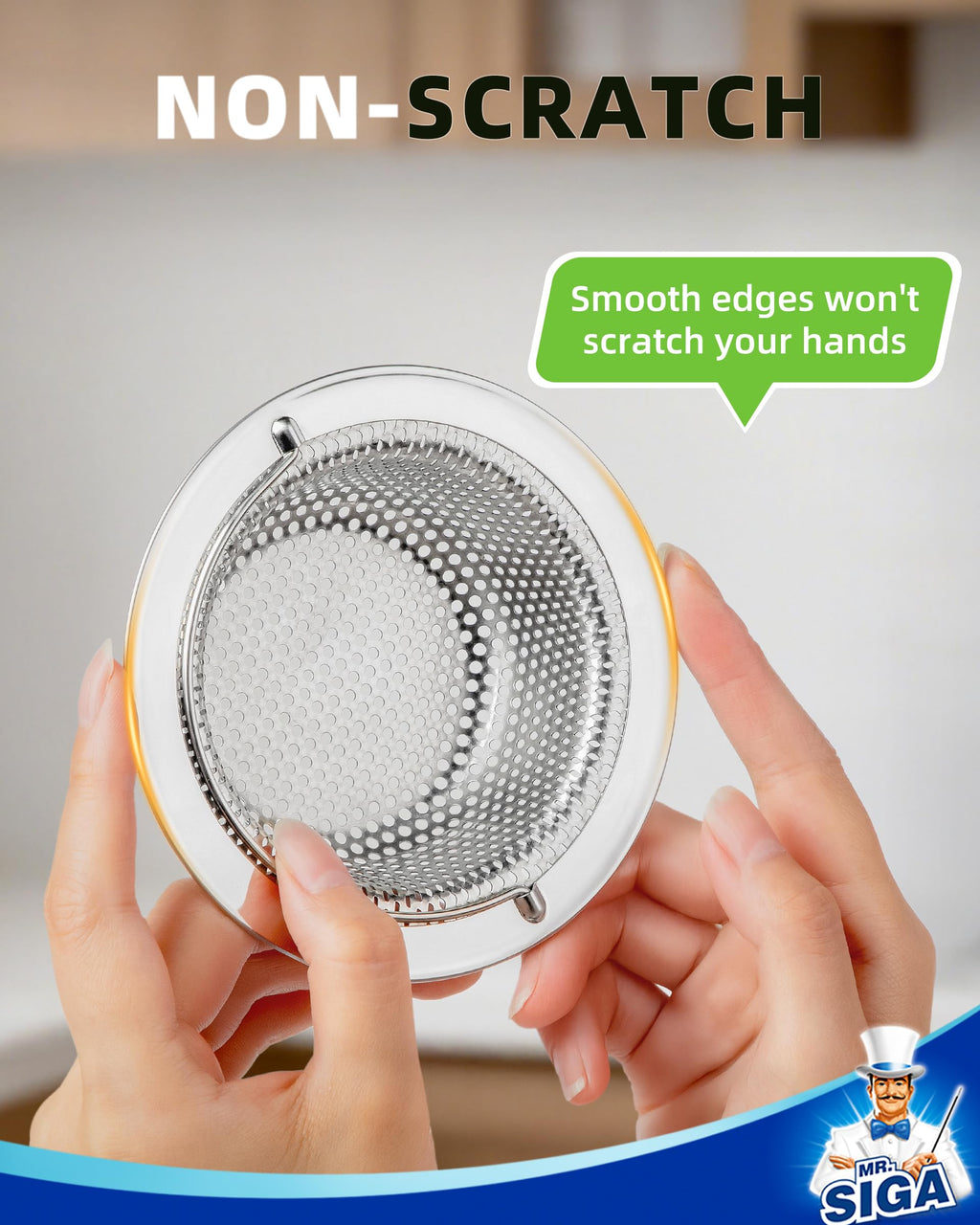 MR.SIGA Kitchen Sink Strainer, Stainless Steel Sink Drain Strainer, Dishwasher Safe, 2 Pack