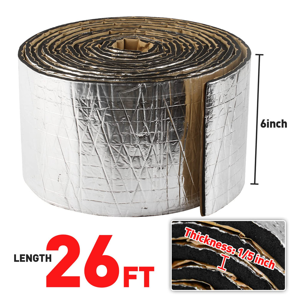 Halero Pipe Wrap Insulation 1/5 Inch Thick Pipe Insulation High Density Waterproof Foam Tape with Self Adhesive Application for Hot or Cold Pipe 26FT Length× 6 Inch Width