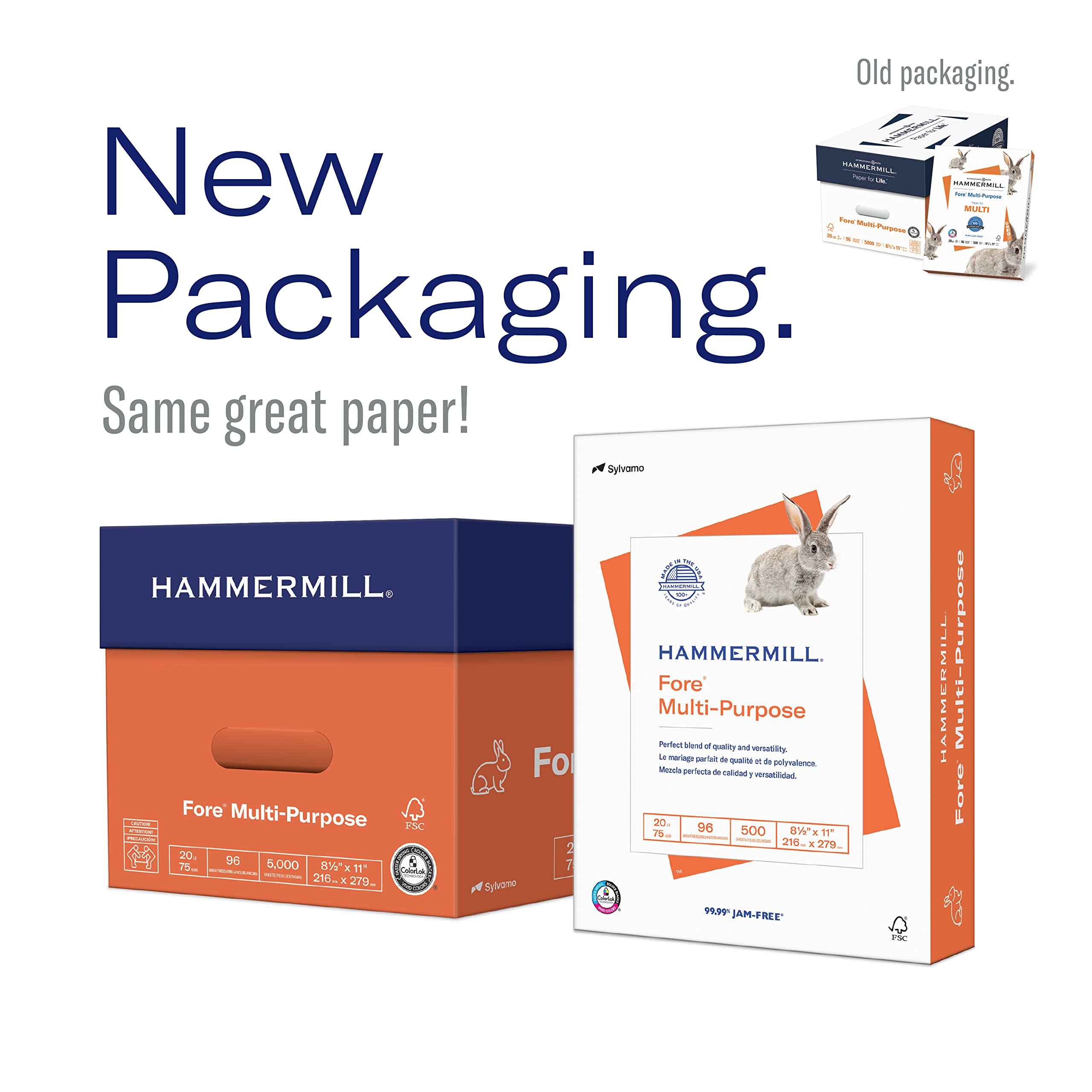 Hammermill Printer Paper, Fore Multipurpose 24 lb Copy Paper, 3 hole - 1 Ream (500 Sheets) - 96 Bright, Made in the USA