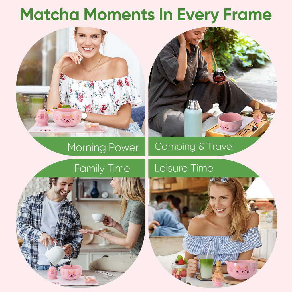 Vanmiya Matcha Whisk Set, 8Pcs Matcha Set for Ceremony, Matcha Kit, Matcha Whisk and Ceramic Bowl with Matcha Scoop & Sifter and All Accessories for Breakfast, Afternoon Tea, Gift for Matcha Lovers