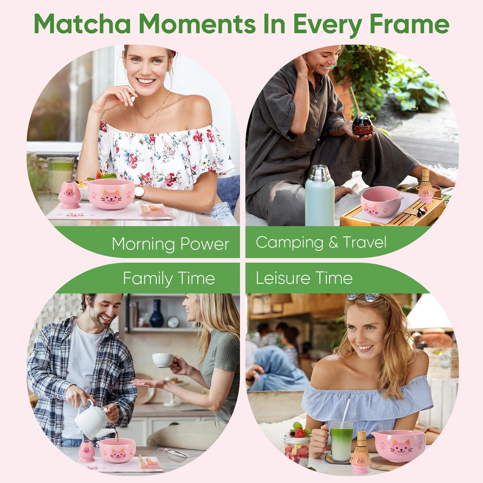 Vanmiya Matcha Whisk Set, 8Pcs Matcha Set for Ceremony, Matcha Kit, Matcha Whisk and Ceramic Bowl with Matcha Scoop & Sifter and All Accessories for Breakfast, Afternoon Tea, Gift for Matcha Lovers