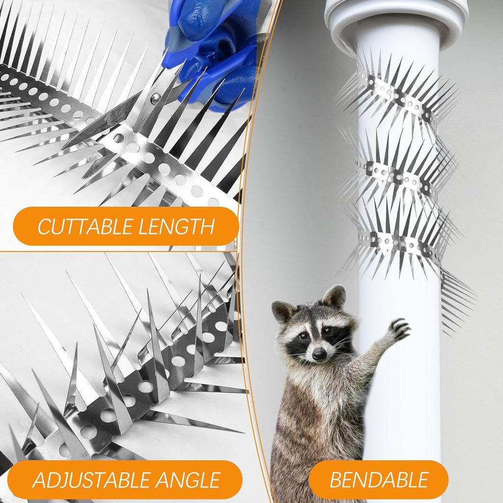 Anti-Climb Spikes for Raccoon & Bird Protection - Heavy-Duty Stainless Steel Barrier Nails for Fence, Roof, Trees | Outdoor Animal Climb Prevention