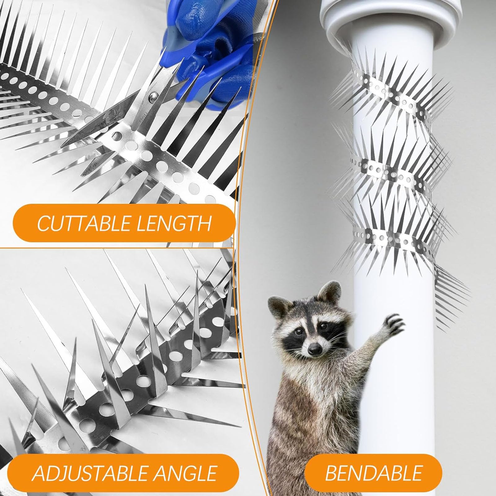 Anti-Climb Spikes for Raccoon & Bird Protection - Heavy-Duty Stainless Steel Barrier Nails for Fence, Roof, Trees | Outdoor Animal Climb Prevention