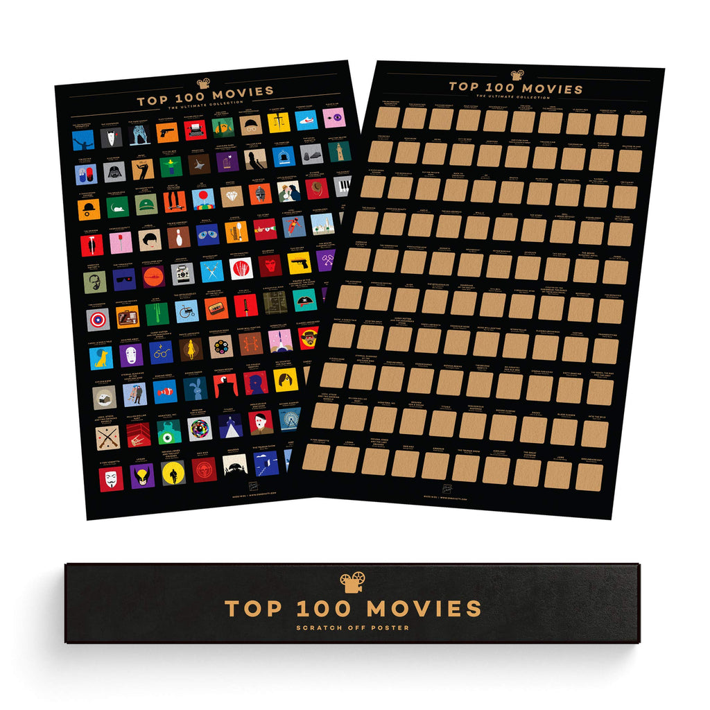 Enno Vatti 100 Movies Scratch Off Poster - Bucket List Movie Poster - Top Must-See Films for Movie Lovers - Date Night Ideas - Top Films of All Time Wall Decor - Cinema Challenge Chart - 42x59,4 cm