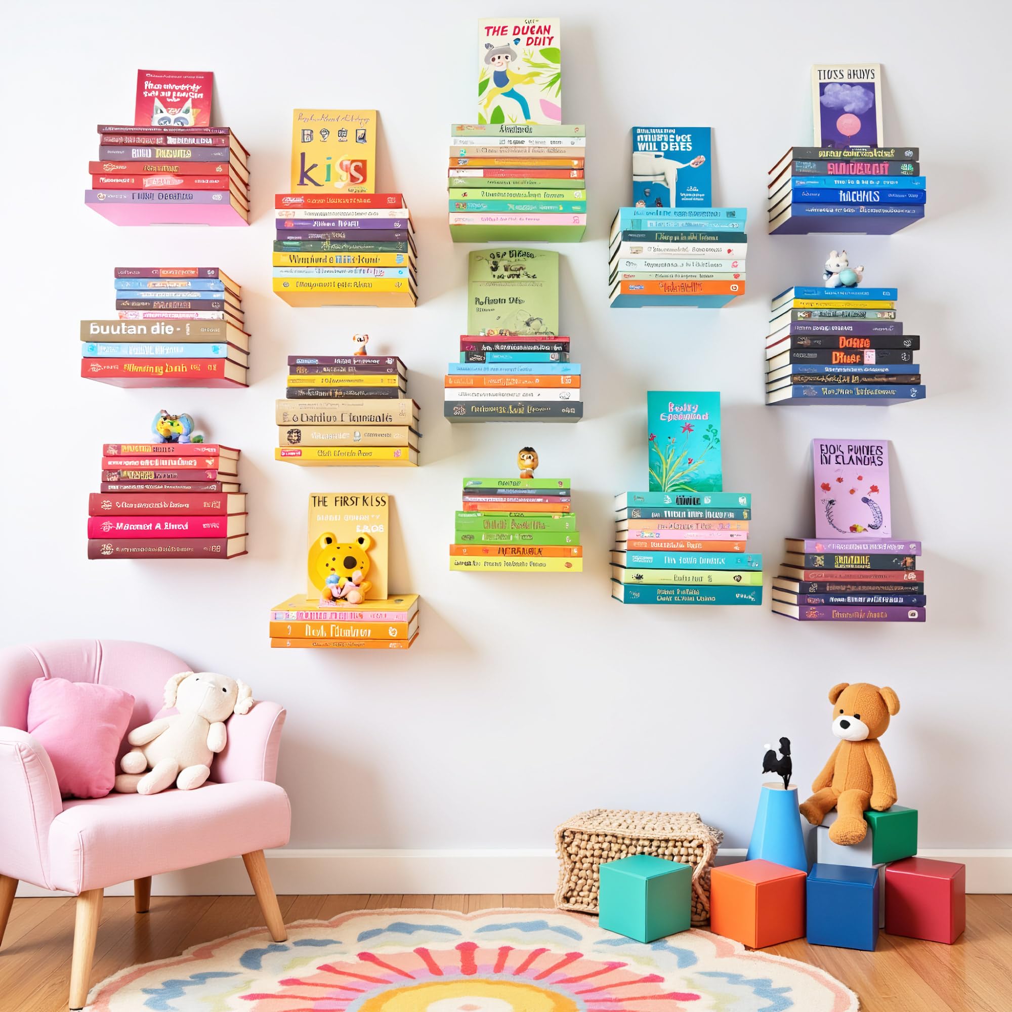 Invisible Floating Wall Bookcase - Set of 4 | Aluminium Book Wall Shelf | Invisible Shelf Holder for Books and Decoration | Modern Space Saving Wall Bookcase