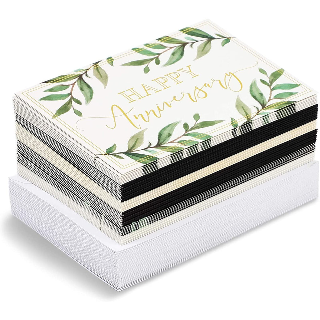 Happy Anniversary Cards with 6 Gold Foil Designs and Envelopes (4 x 6 in, 48 Pk)