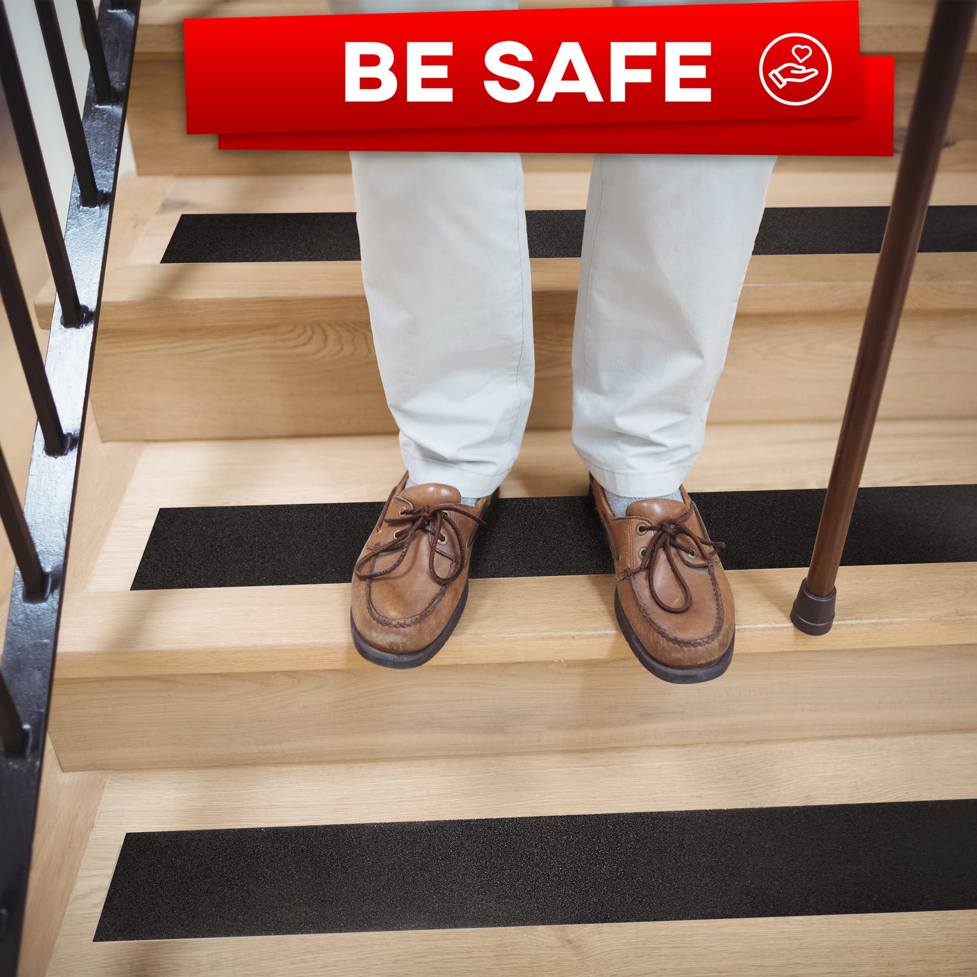 Grip Tape - Heavy Duty Anti Slip Tape for Stairs Outdoor/Indoor Waterproof Safety Non Skid Roll for Stair Steps Traction Tread Staircase Grips (Black, 4 Inch x 35 Feet)