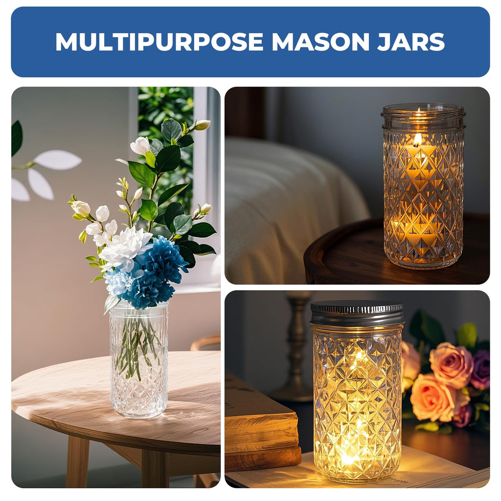 12 oz Regular Mouth Mason Jars with Airtight Lids and Bands,12 Pack Glass Canning Jars for Pickling,Fermenting, 350ml Preserving Jars for Jam,Honey,Fruits Storage