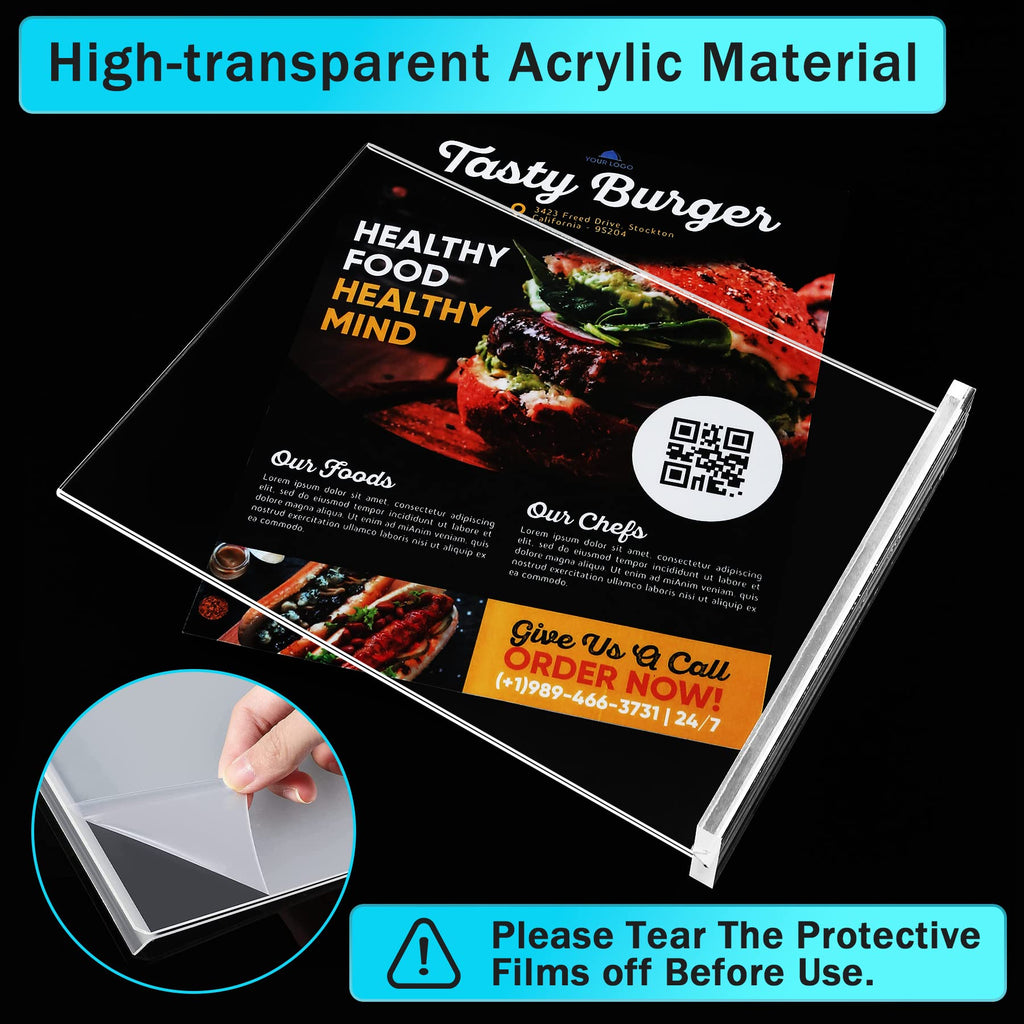 4-Pack Acrylic Sign Holder, 8.5 x 11 Inch Vertical T Shape Table Display Stand, Double-Sided Clear Plastic Sign Holders for Paper, Menu, and Flyer, Ideal for Home, Office, Restaurants, and Stores