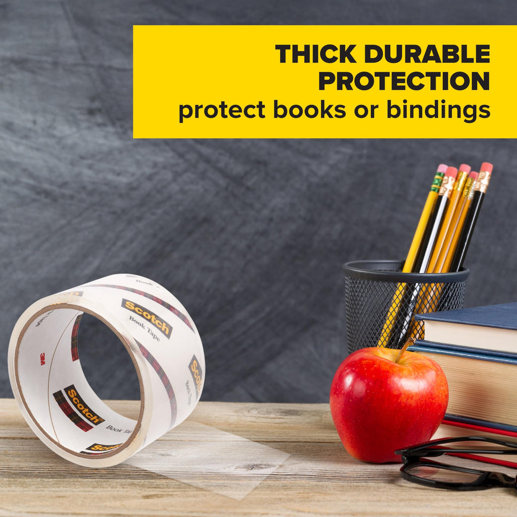 Scotch Book Tape 845, 4" Wide x 45ft Library Tape, Clear