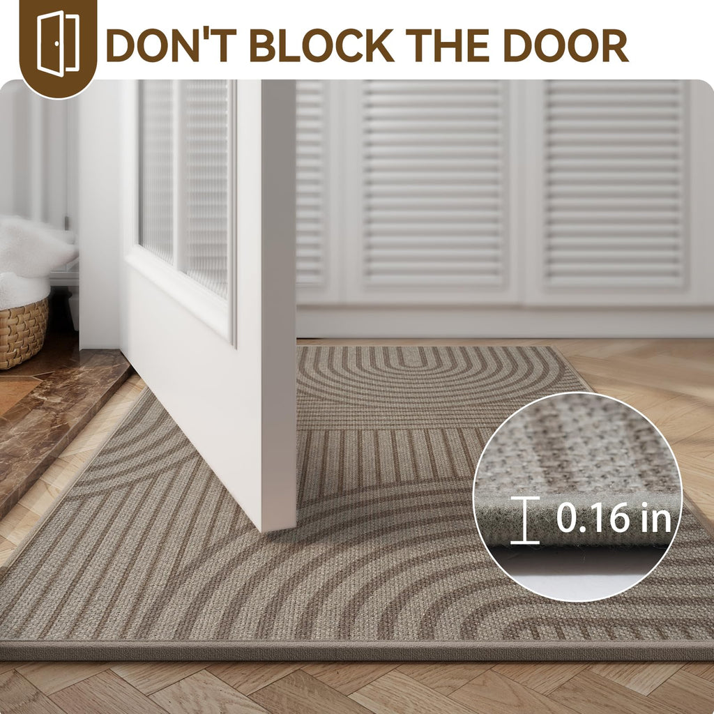 Front Door Mat 24''x35'', Absorbent Dirt Resist Washable Non Slip Low-Profile Indoor Doormat, Welcome Entryway Door Mats,Brown