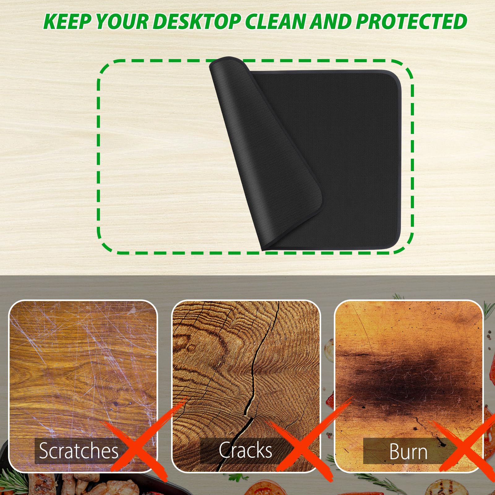 Boribim Under Grill Mat for Outdoor Grill, 24 x 31 Inches Heat Resistant Countertop Mat, Fire Pit Mat, Double-Sided Fireproof Pad, Oil-Proof Waterproof BBQ Protector for Table (1.2mm)