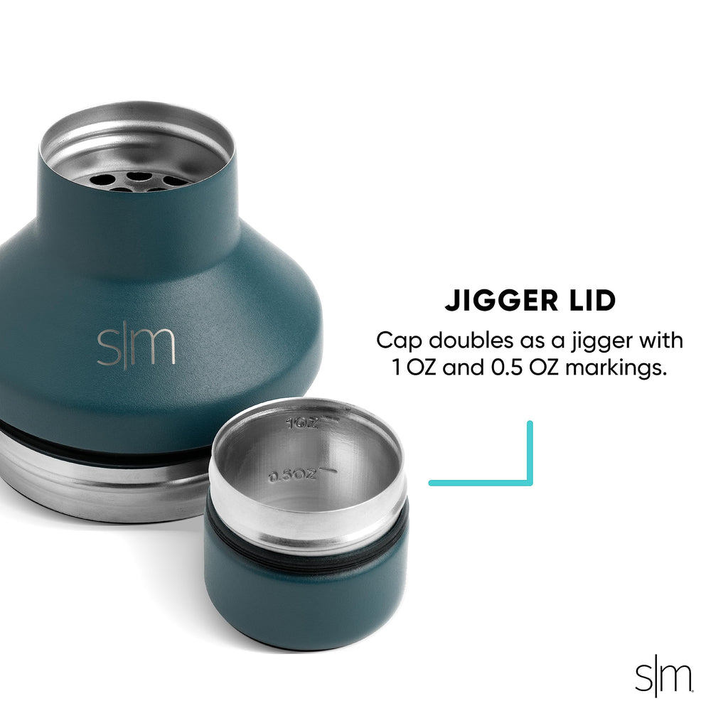 Simple Modern Cocktail Shaker for Bar with Jigger Lid | Stainless Steel Gifts for Women & Men | Classic Cocktail Shaker | 20oz | Simple Stainless