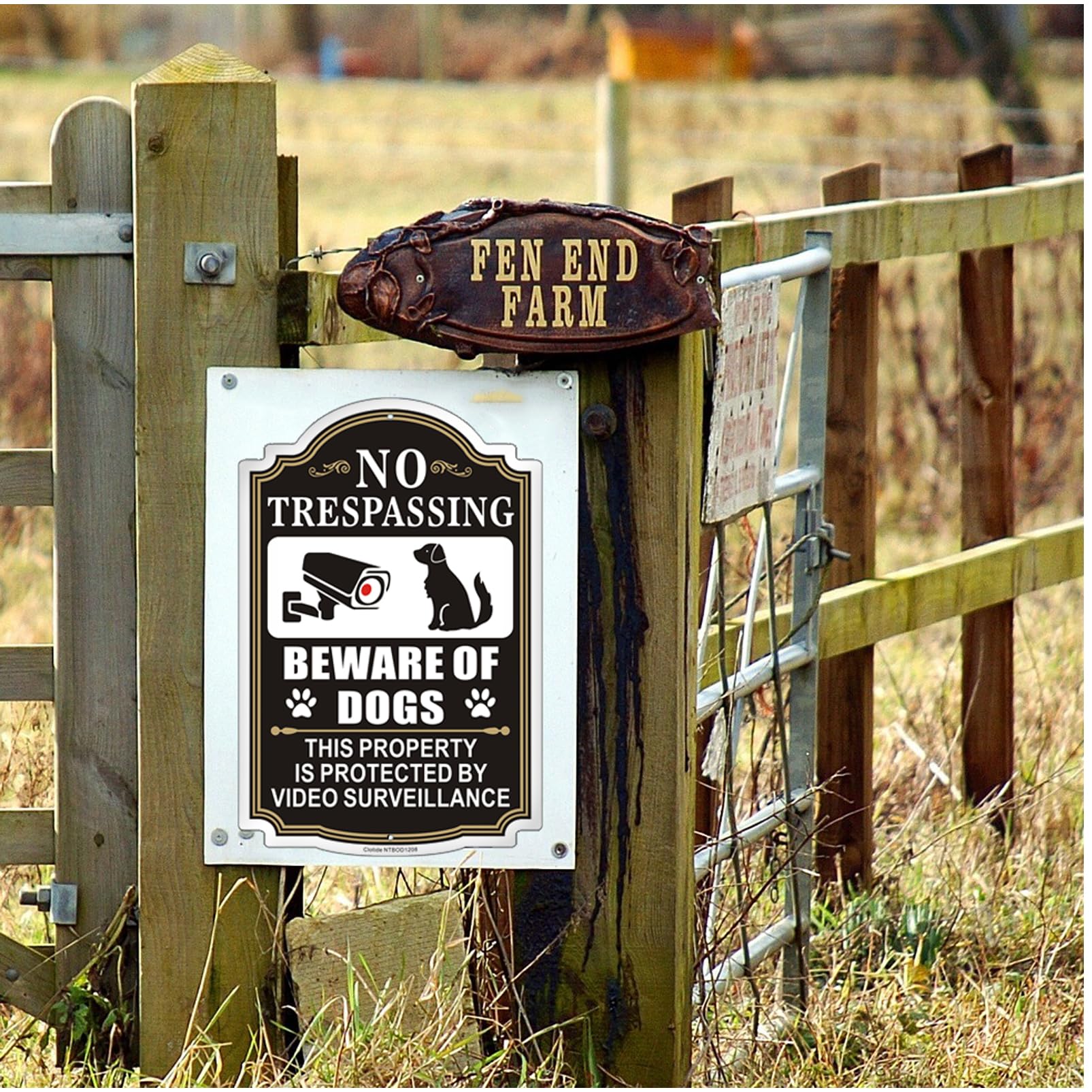 Clotide 2 Pack Beware of Dogs Sign, 12" x 8" Rust Free Aluminum Metal No Trespassing Private Property Sign, UV Protected and Weatherproof, Durable Ink, Easy to Install, Indoor/Outdoors Use (Black)