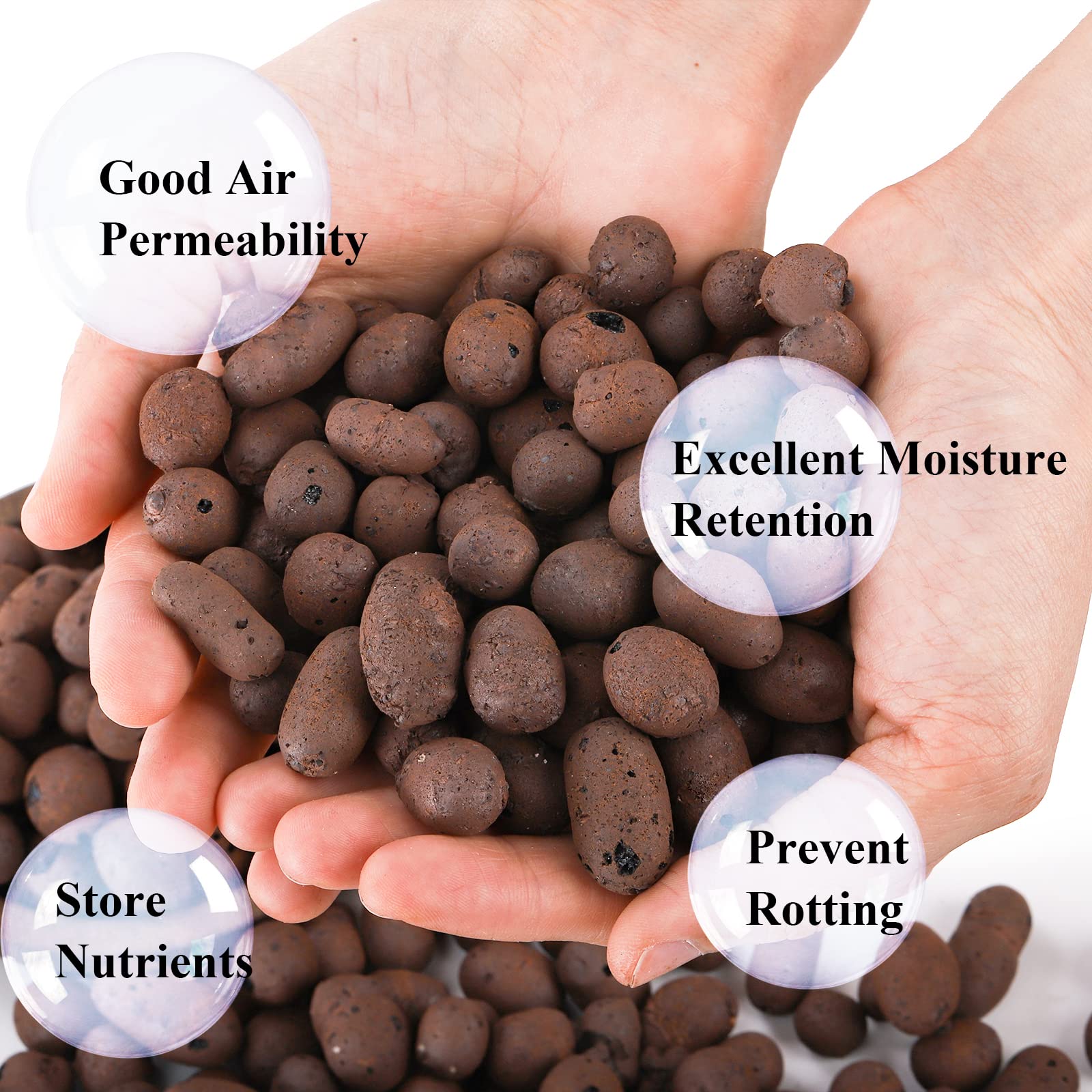 Okllen 6.5 LBS Organic Expanded Clay Pebbles, 11-14mm Hydroponic Drainage Organize Rocks, Ceramsite Grow Media for Potted Plants, Orchids, Aquaponics and Other Gardening Essentials, Leca for Plants
