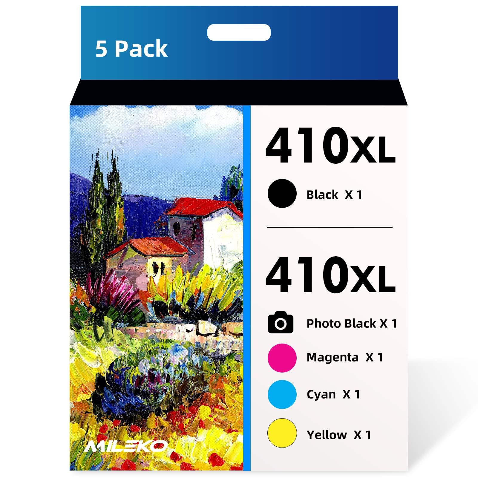 5 Pack 410XL Ink Cartridges Combo Pack Replacement Remanufactured for Epson 410 Ink Cartridges Claria Ink T410 Works with Expression Home XP-830 XP-7100 XP-640 XP-530 XP-630 MI635 Inkjet Printer