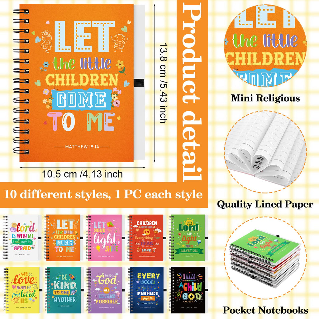 GANGBARU 20 Pcs Christian Gifts Bulk for Kids Bible Verse Spiral Notebook Inspirational Ballpoint Pens Prayer Journals Religious Party Favor for Women Church Office School Supplies