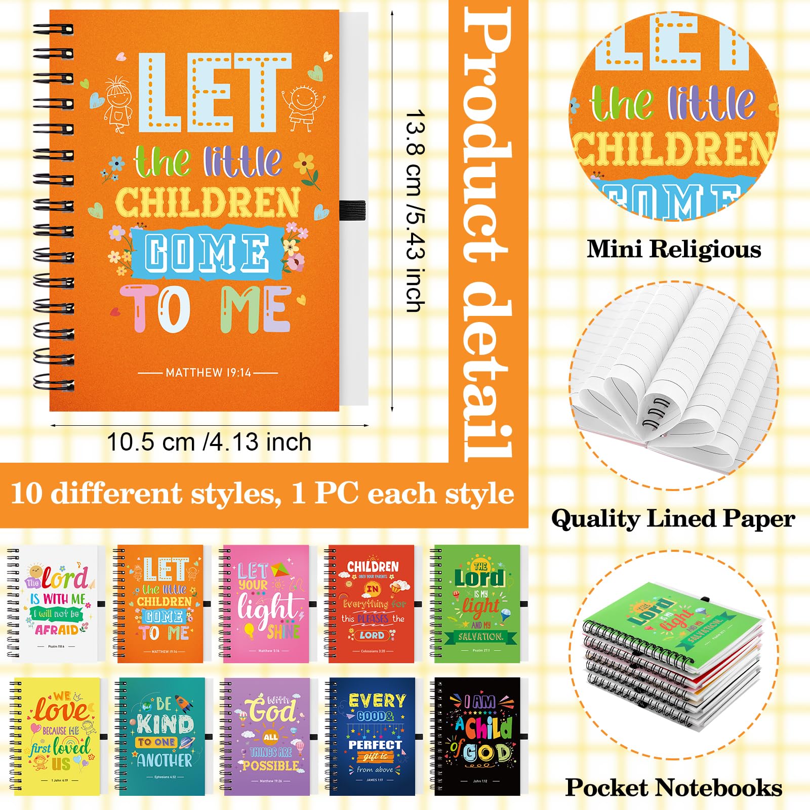 GANGBARU 20 Pcs Christian Gifts Bulk for Kids Bible Verse Spiral Notebook Inspirational Ballpoint Pens Prayer Journals Religious Party Favor for Women Church Office School Supplies