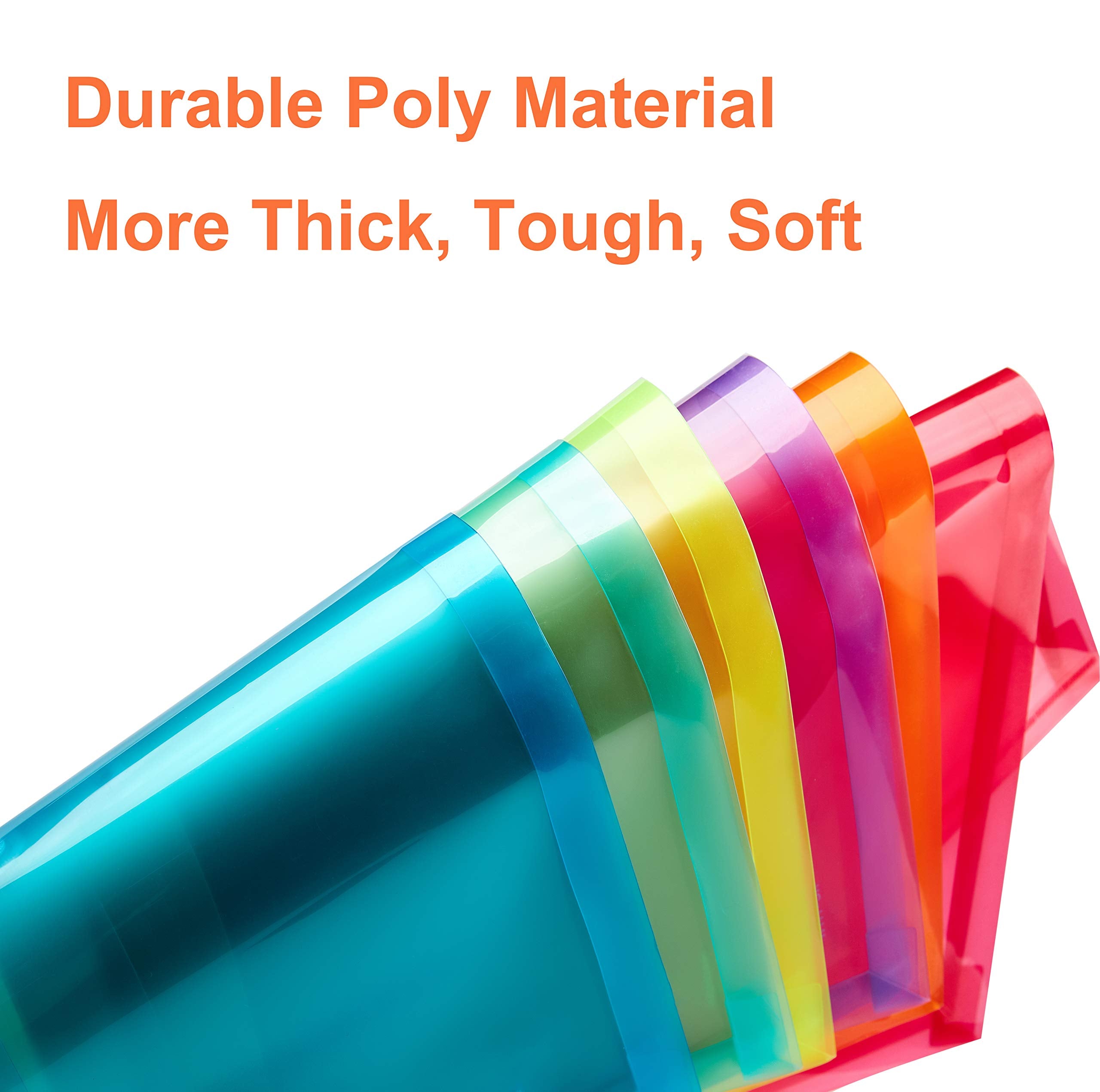 FANWU Plastic Legal Size Envelopes with String Tie Closure, 1-1/4" Expansion, Side Load, Clear File Folders Poly Project Paper Documents Organizer for Office School Home (Assorted Colors -12 P)